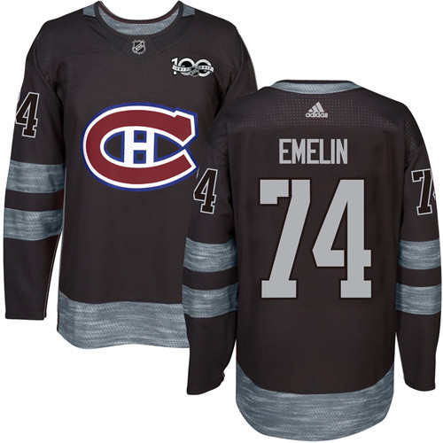 Canadiens #74 Alexei Emelin Black 1917-2017 100th Anniversary Stitched NHL Jersey