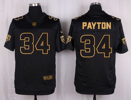 Nike Bears #34 Walter Payton Black Men's Stitched NFL Elite Pro Line Gold Collection Jersey