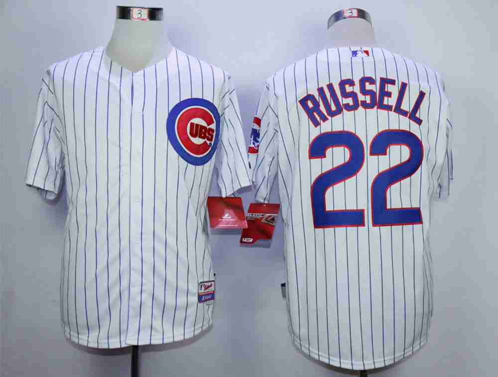 Men's Chicago Cubs #22 Addison Russell White Cool Base Jersey