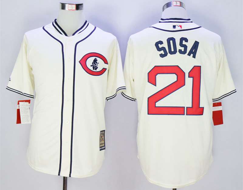 Men's Chicago Cubs #21 Sammy Sosa Cream 1929 Turn Back The Clock Jersey