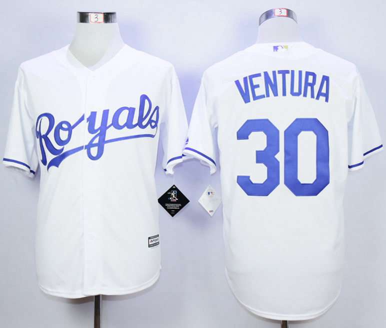 Men's Kansas City Royals #30 Yordano Ventura White New Cool Base Jersey