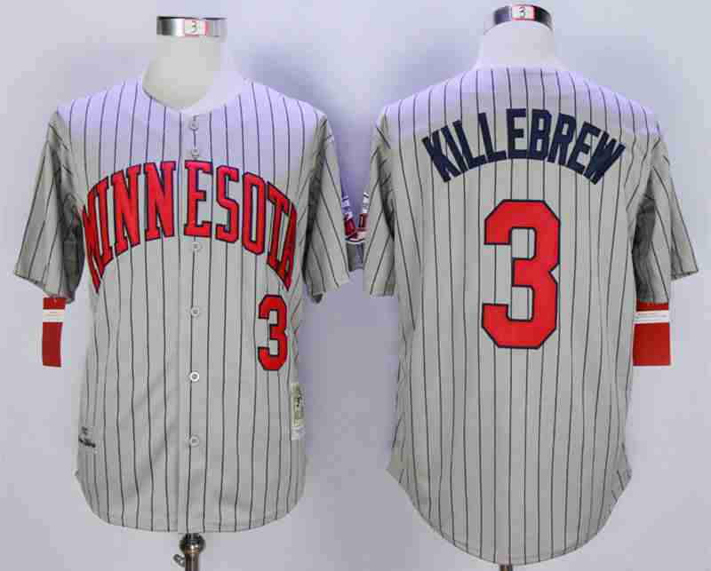 Men's Minnesota Twins #3 Harmon Killebrew Grey 1987 Turn Back The Clock Jersey