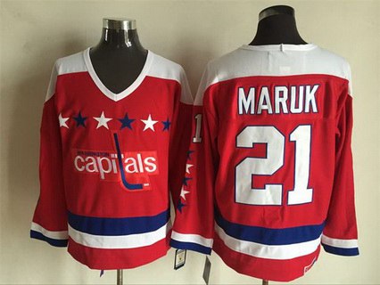 Men's Washington Capitals #21 Dennis Maruk 1987-88 Red CCM Vintage Throwback Jersey