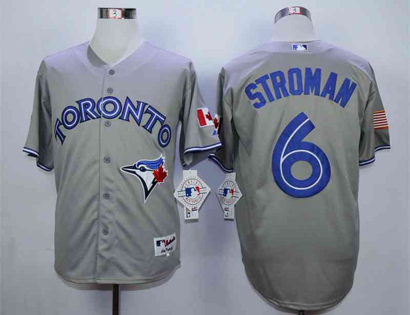 Men's Toronto Blue Jays #6 Marcus Stroman Grey Cool Base Jersey