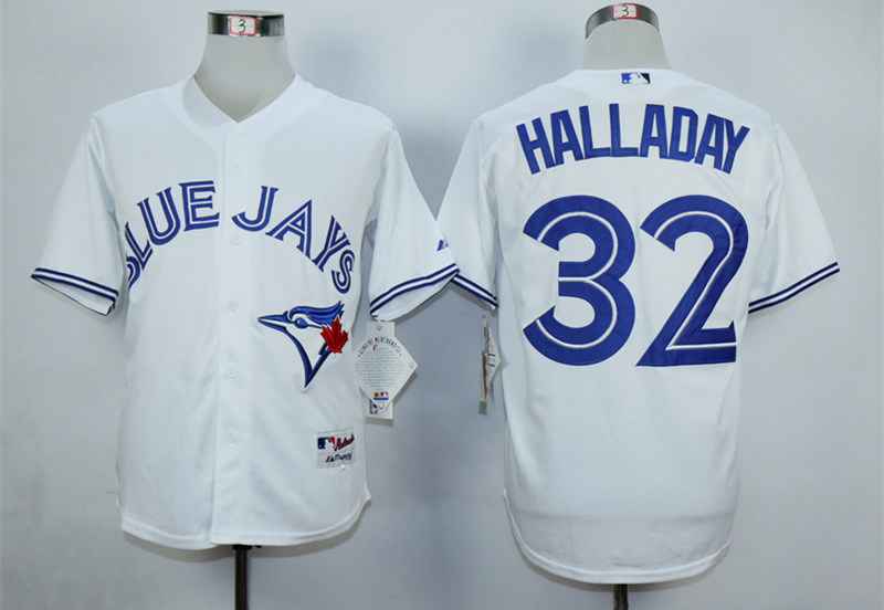 Men's Toronto Blue Jays #32 Roy Halladay White Cool Base Jersey