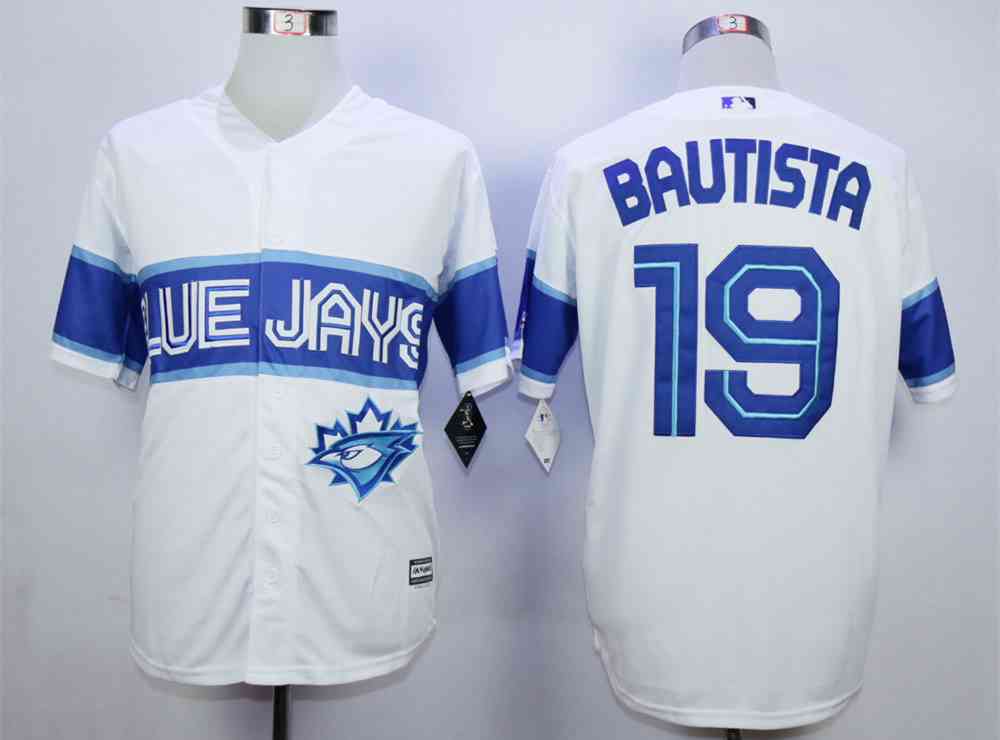 Men's Toronto Blue Jays #19 Jose Bautista White New Cool Base Jersey