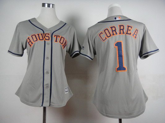 Women's Houston Astros #1 Carlos Correa Away Gray 2015 MLB Cool Base Jersey