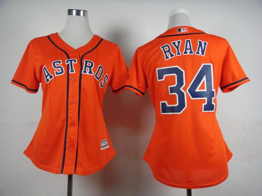 Women's Houston Astros #34 Nolan Ryan Alternate Orange 2015 MLB Cool Base Jersey