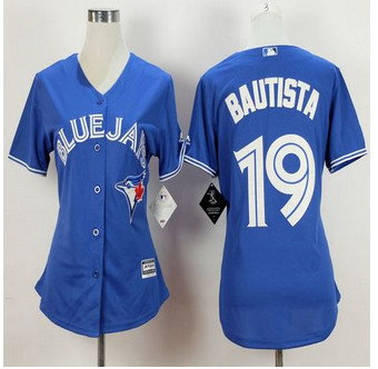 Women's Toronto Blue Jays #19 Jose Bautista Alternate Blue 2015 MLB Cool Base Jersey