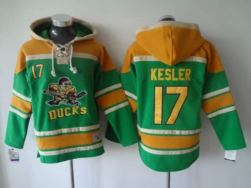 Men's Anaheim Ducks #17 Ryan Kesler Old Time Hockey Green Hoodie