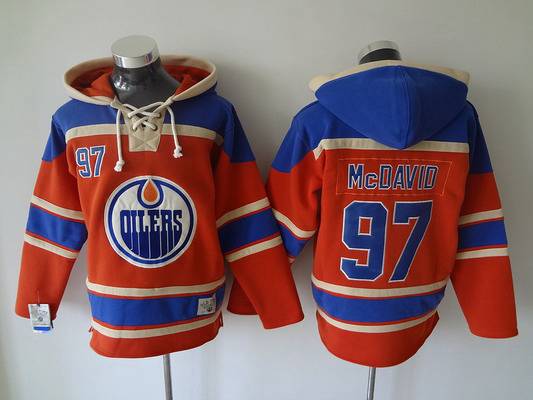 Men's Edmonton Oilers #97 Connor McDavid Old Time Hockey 2015 Orange Hoodie