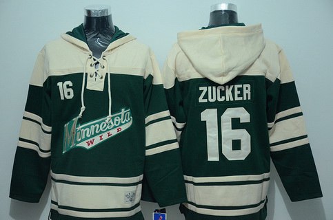 Men's Minnesota Wild #16 Jason Zucker Old Time Hockey Green Hoodie