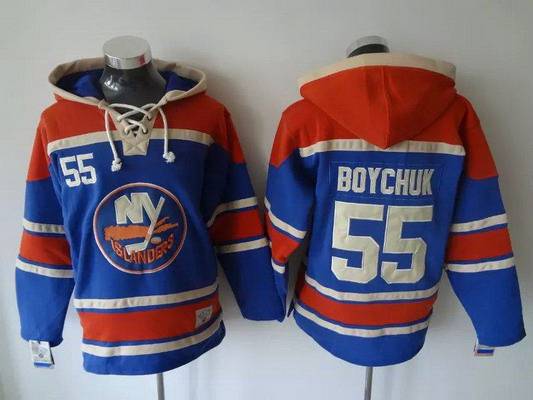 Men's New York Islanders #55 Johnny Boychuk Old Time Hockey Light Blue Hoodie