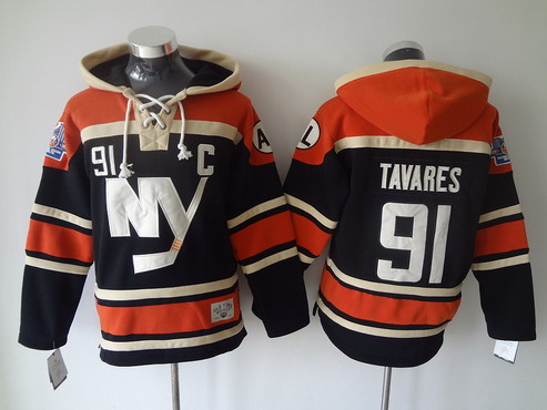 Men's New York Islanders #91 John Tavares Old Time Hockey 2015 Black Hoodie