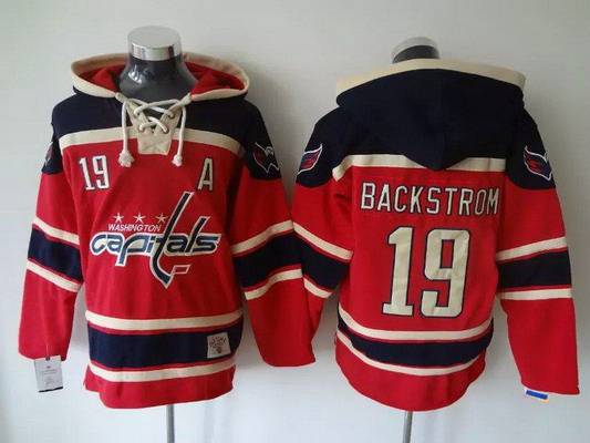 Washington Capitals #19 Nicklas Backstrom Red Sawyer Hooded Sweatshirt Stitched NHL jersey