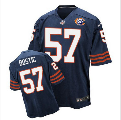 Nike Bears #57 Jon Bostic Navy Blue Throwback Men's Stitched NFL Elite Jersey