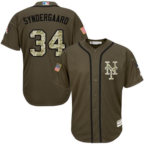 New York Mets #34 Noah Syndergaard Green Salute to Service Stitched MLB Jersey