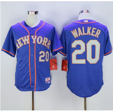 Mets #20 Neil Walker Blue(Grey NO.) Alternate Road Cool Base Stitched MLB Jersey