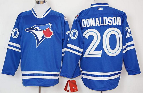 Men's Toronto Blue Jays #20 Josh Donaldson Blue Alternate Long Sleeve Baseball Jersey