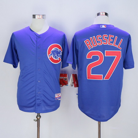 Men's Chicago Cubs #27 Addison Russell Blue Cool Base Baseball Jersey