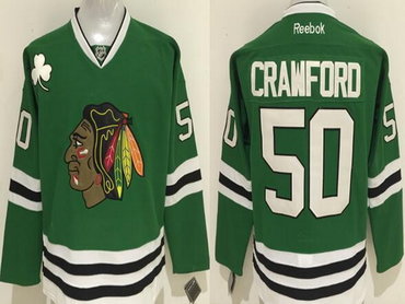 Men's Chicago Blackhawks #50 Corey Crawford Green Hockey Jersey