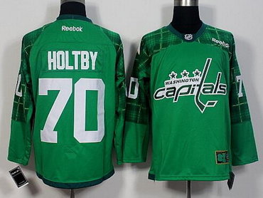 Men's Washington Capitals #70 Braden Holtby Green 2016 St. Patrick's Day Hockey Jersey