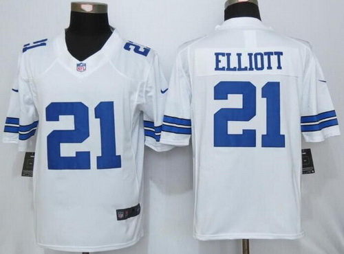 Men's Dallas Cowboys #21 Ezekiel Elliott White Road NFL Nike Limited Jersey