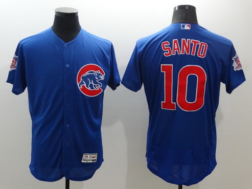 Men's Chicago Cubs #10 Ron Santo Retired Blue 2016 Flexbase Majestic Baseball Jersey