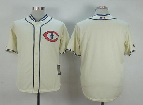 Men's Chicago Cubs Blank Cream 1929 Majestic Cooperstown Collection Throwback Jersey