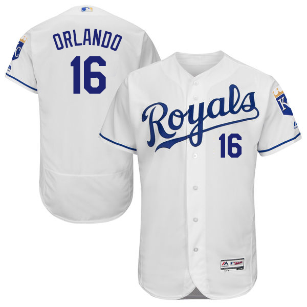 Men's Kansas City Royals #16 Paulo Orlando Majestic White 2016 Flexbase Authentic Collection Jersey