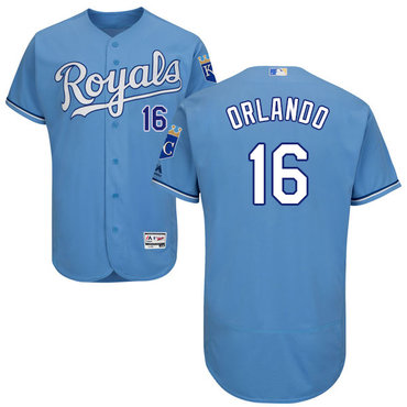 Men's Kansas City Royals #16 Paulo Orlando Majestic Light Blue 2016 Flexbase Authentic Collection Jersey