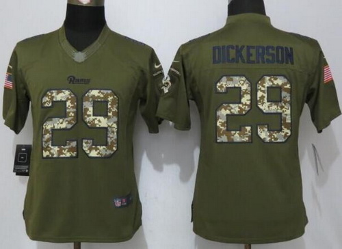 Men's Los Angeles Rams #29 Eric Dickerson Retired Player Green Salute to Service NFL Nike Limited Jersey