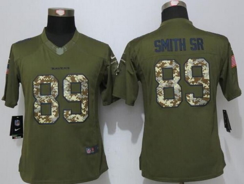 Women's Baltimore Ravens #89 Steve Smith Sr Green Salute to Service NFL Nike Limited Jersey