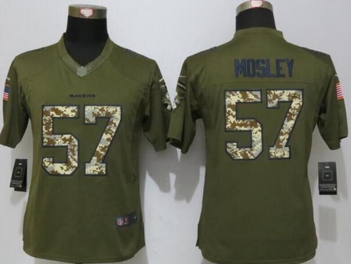 Women's Baltimore Ravens #57 C.J. Mosley Green Salute to Service NFL Nike Limited Jersey