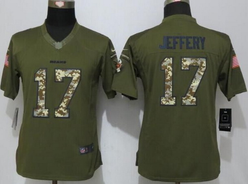 Women's Chicago Bears #17 Alshon Jeffery Green Salute to Service NFL Nike Limited Jersey