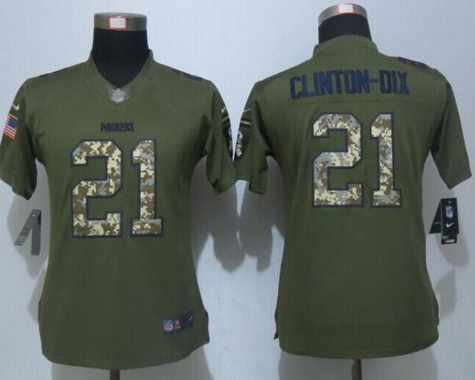 Women's Green Bay Packers #21 Ha Ha Clinton-Dix Green Salute to Service NFL Nike Limited Jersey