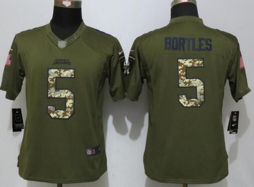 Women's Jacksonville Jaguars #5 Blake Bortles Green Salute to Service NFL Nike Limited Jersey