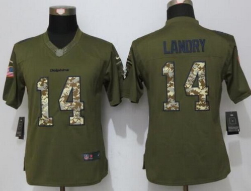 Women's Miami Dolphins #14 Jarvis Landry Green Salute to Service NFL Nike Limited Jersey