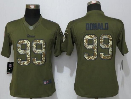 Women's St. Louis Rams #99 Aaron Donald Green Salute to Service NFL Nike Limited Jersey