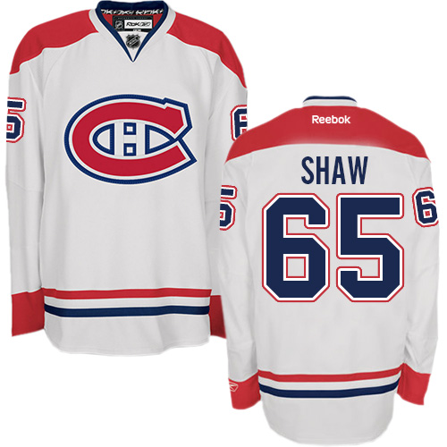 Men's Montreal Canadiens #65 Andrew Shaw White Away Reebok NHL Hockey Stitched Jersey