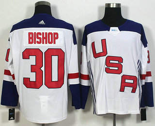 Men's Team USA #30 Ben Bishop White 2016 World Cup of Hockey Game Jersey