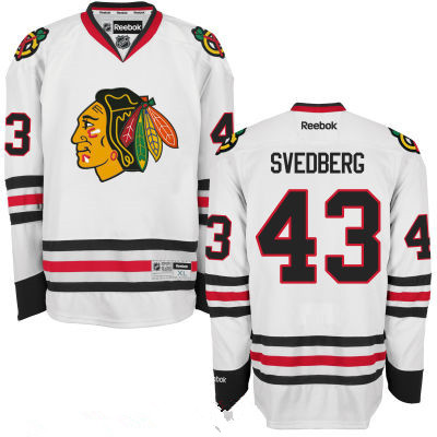 Mens Chicago Blackhawks #43 Viktor Svedberg White Hockey Stitched NHL Jersey