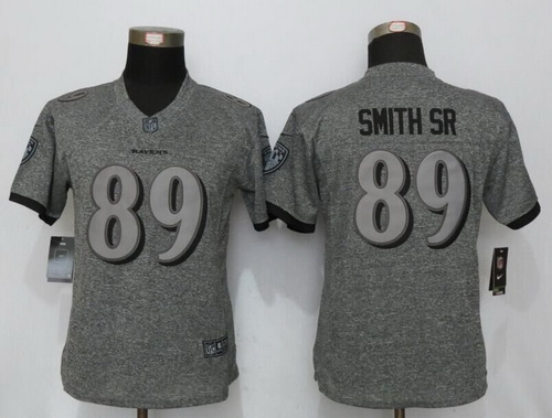 Women's Baltimore Ravens #89 Steve Smith Sr Gray Gridiron Stitched NFL Nike Limited Jersey