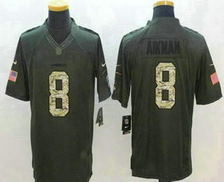 Men's Dallas Cowboys #8 Troy Aikman Green Salute To Service Stitched NFL Nike Limited Jersey