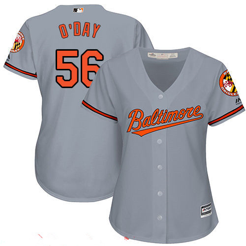 Women's Baltimore Orioles #56 Darren O'Day Gray Road Stitched MLB Majestic Cool Base Jersey