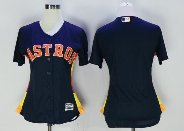 Women's Houston Astros Blank Navy Blue Stitched MLB Majestic Cool Base Jersey