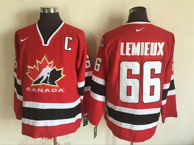 Men's 2002 Team Canada #66 Mario Lemieux Red Nike Olympic Throwback Stitched Hockey Jersey