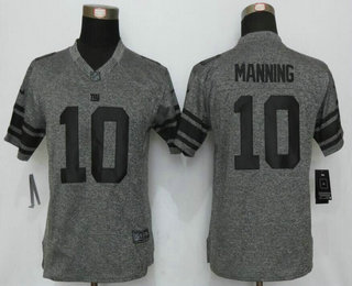 Women's New York Giants #10 Eli Manning Nike Gray Gridiron NFL Gray Limited Jersey