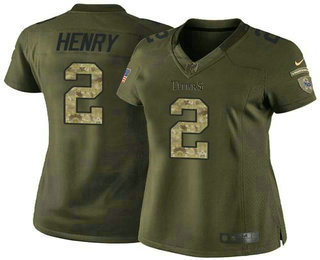 Women's Tennessee Titans #2 Derrick Henry Green Nike NFL Limited Salute to Service Jersey