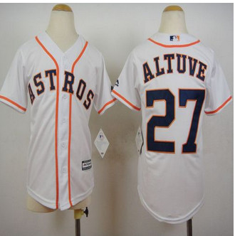 Youth Houston Astros #27 Jose Altuve White Cool Base Stitched Baseball Jersey